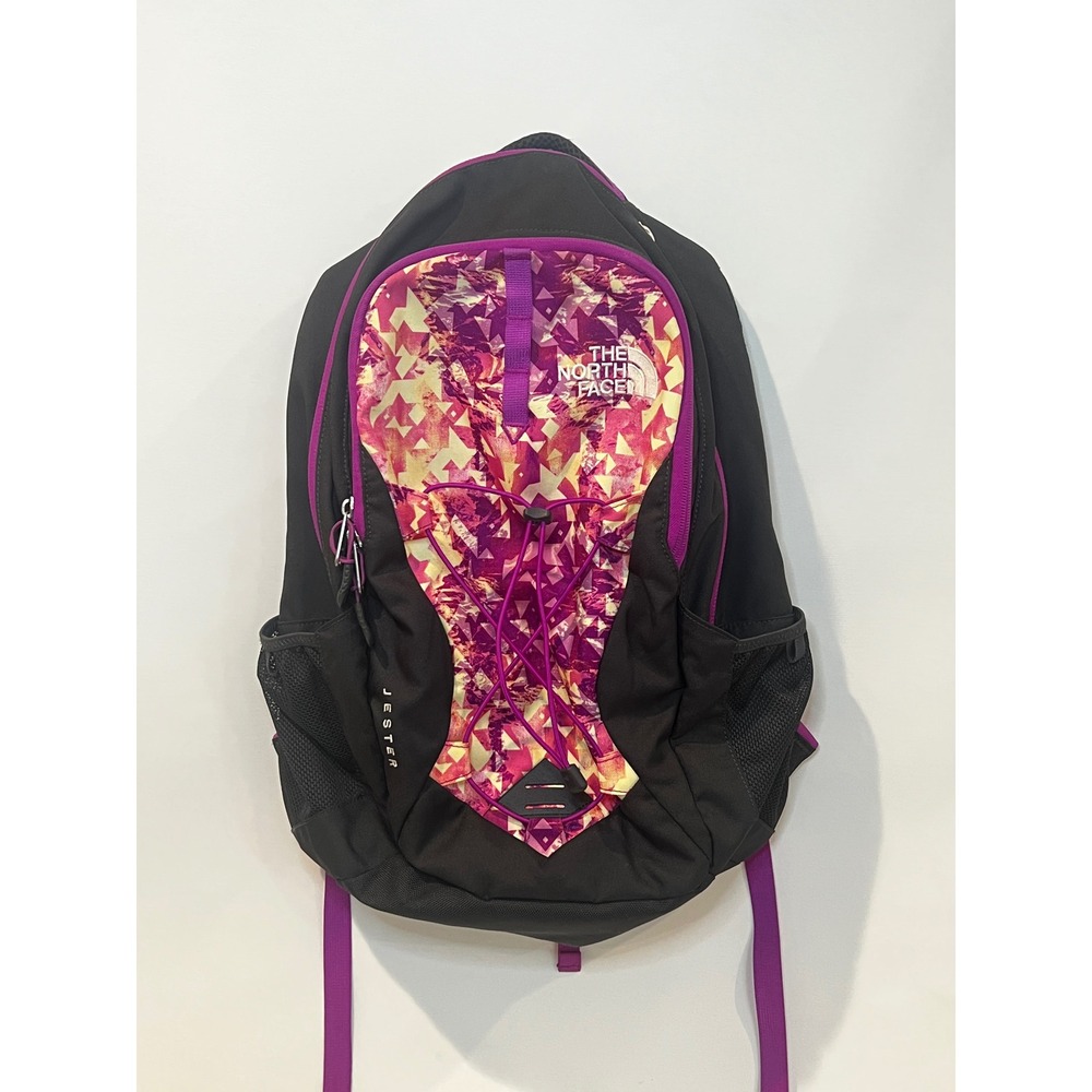 The North Face Jester Backpack Black Pink Purple Geometric FlexVent CHJ3 Daypack